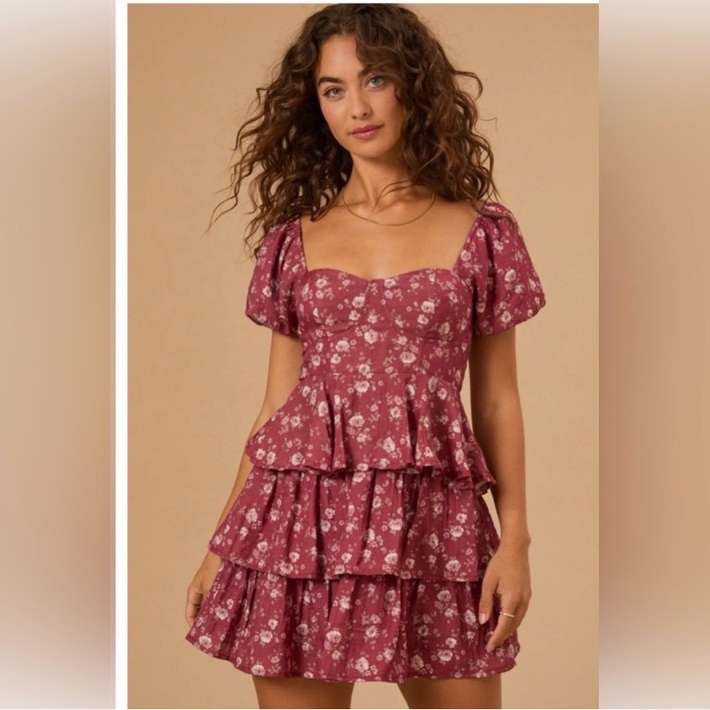 Altar'd State Bynn Floral Tiered Mini Dress
